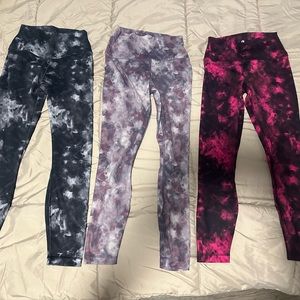 90 Degree by Reflex, 3 Pairs tie-dye leggings size Small